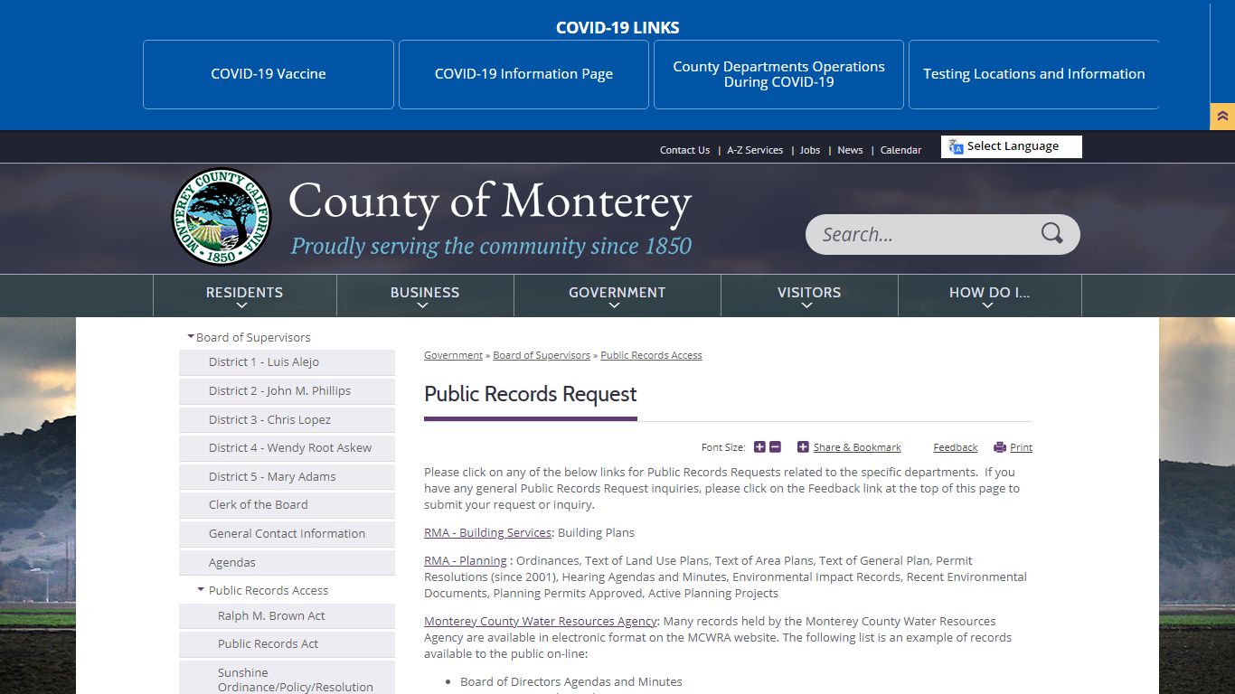 Public Records Request | Monterey County, CA